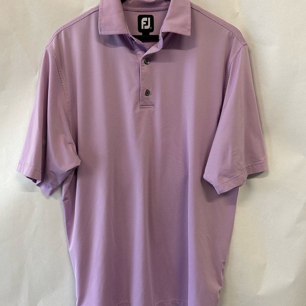 Mens FootJoy purple striped‎ size Large golf polo shirt